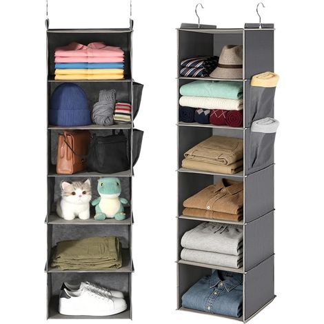 Étagère suspendue, rangement suspendu à 6 compartiments, organisateur de rangement suspendu avec poches latérales, organisateur de porte, pliable, gain de place (1/5)