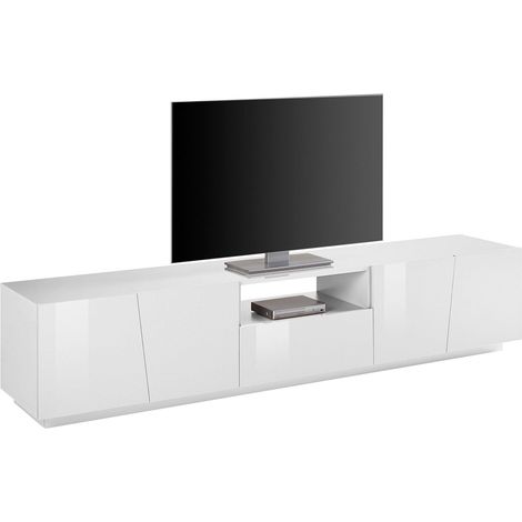 Mobile TV 2 Ante 1 Cassetto 220x43x46 cm Vega Bianco Lucido (1/3)