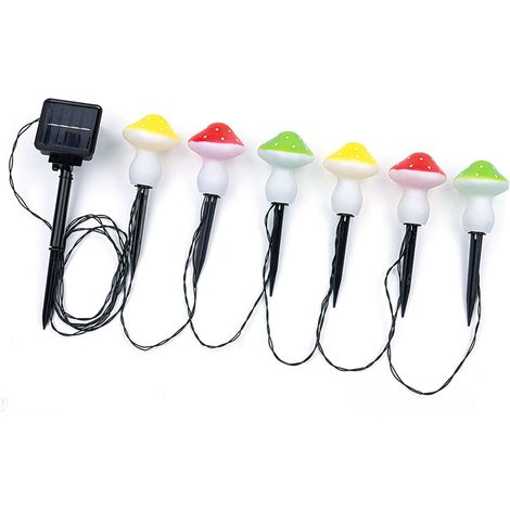 6-teilige Solar-Lichterkette in Pilzform, IP65 wasserdichte LEDs für den Außenbereich (1/4)