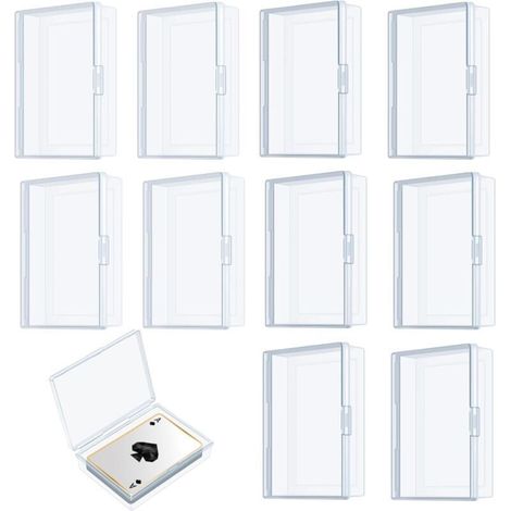 Playing card storage box – Pack of 10 compact plastic boxes with lids, standard dimensions (6.5 x 9.5 cm)