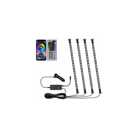 Ortviai – 4er-Set RGB-Innenraumbeleuchtung mit 72 LEDs – Musik-Sync und Sprachsteuerung, App und IR-Fernbedienung – kompatibel mit 12-V-Bordnetz von Pkw und SUV (1/5)