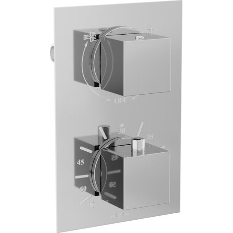 Batterie bain-douche thermostatique Mexen Cube 2 sorties, chromée - 77502-00