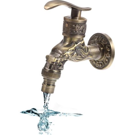 Rétro Robinet Jardin, Robinet de Machine à Laver pour Raccord au Mur 1/2",pas Facile à Rouiller, Salle de Bain Mural en Alliage de Laiton Robuste et Durable (1/5)