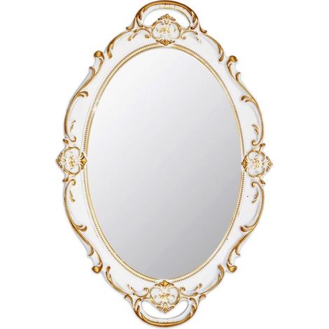Specchio da parete Ovale decorativi Vintage 37 x 25 cm (Bianco) (1/5)