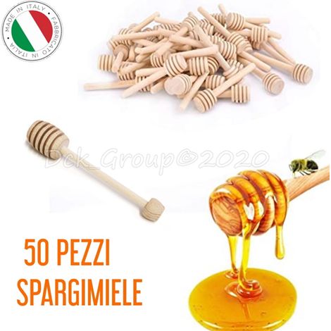 50 PEZZI Spargimiele Dosa Miele Cucchiaio Mielino Prendi Miele Legno Di Faggio 9,5 Cm Made In Italy (1/2)