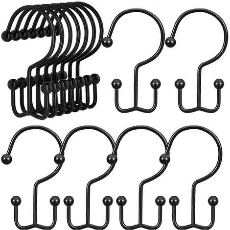 Lot de 12 crochets pour rideau de douche, crochets pour tringle à rideaux de douche, glissement libre (1/5)