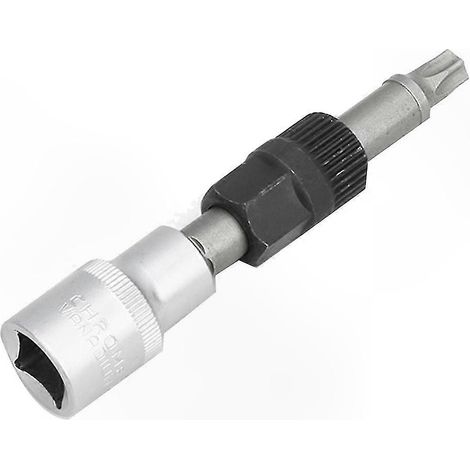 Clé à douille pour poulie d'alternateur 33 dents, outil de retrait de boulon central, acier robuste, usage mécanique auto. (1/5)
