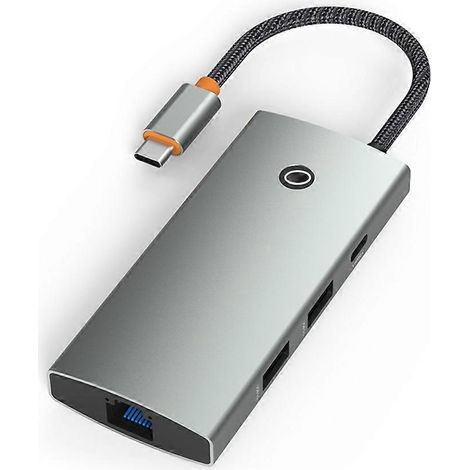 Hub USB-C 6-en-1 avec sortie HDMI 4K, port USB 3.0, charge PD 100W, connecteur Ethernet RJ45 - HC606A (1/4)