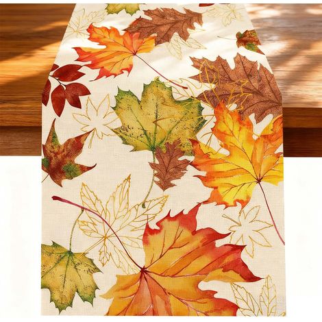 Chemin de Table, Décoration d'automne, Halloween Feuille d'érable Noël, Décoration de Table de Cuisine, pour extérieur, fête, Thanksgiving et Mariages d'automne (183 x 33 cm) (1/5)