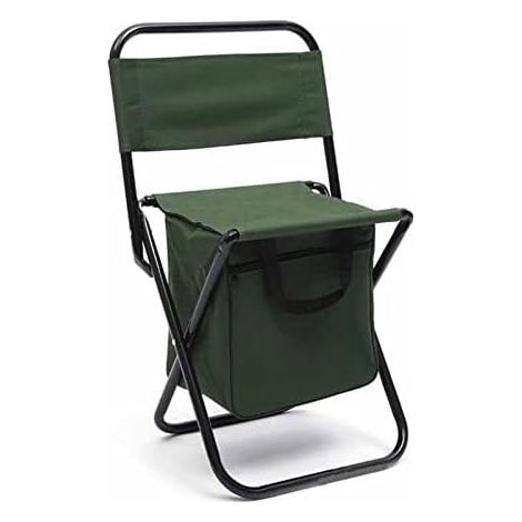 Chaise Pliante de Camping - Haute résistance et Pliable - avec Poche de Rangement - matériau Acier-Oxford - pour Le Camping, la pêche et Les Loisirs - Verte (1/5)