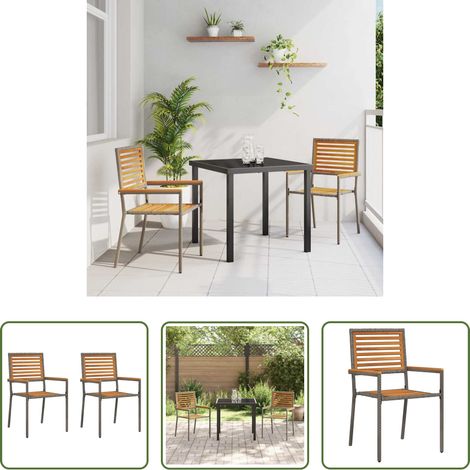 Gartenmöbel - Garten Stapelstühle 2 pcs Braun und Grau (1/5)
