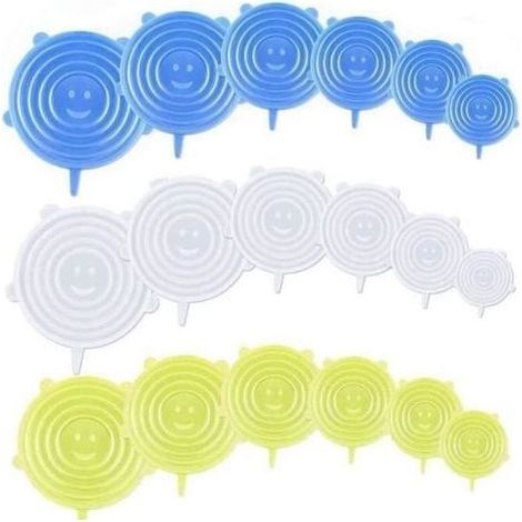 pair 18 Pièces Couvercles en Silicone Extensibles sans BPA Couvercle Universel de 6 Tailles Differentes pour Micro-Onder Four Frigo (1/4)