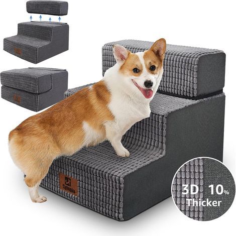 Hunde- und Katzentreppe, hochdichter Schaumstoff, abnehmbarer Bezug, rutschfest, für Bett und Sofa (1/5)