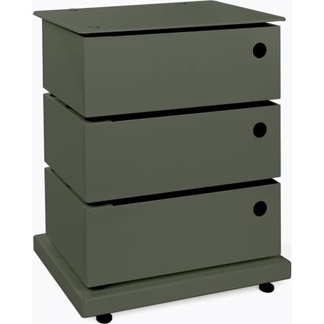 BATHBAZAAR - Meuble de rangement pivotant 3 casiers vert kaki mat Twist