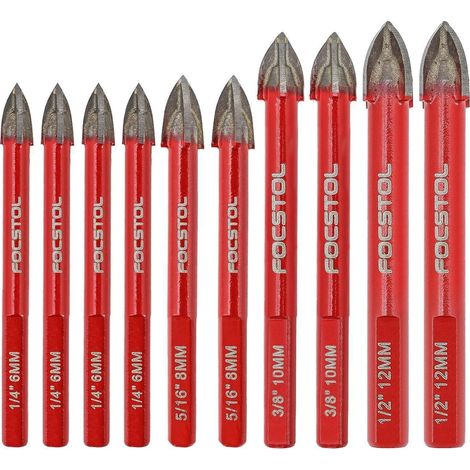 Fliesenbohrer Set 10er 6mm4 8mm2 10mm2 12mm2 Dreikantschaft (1/5)