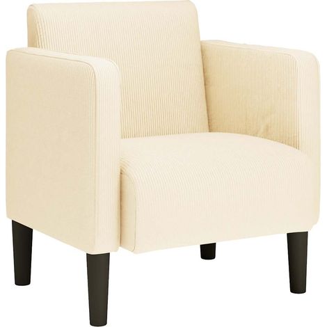 Canapé-chaise accoudoirs crème 54 cm tissu velours côtelé (1/5)