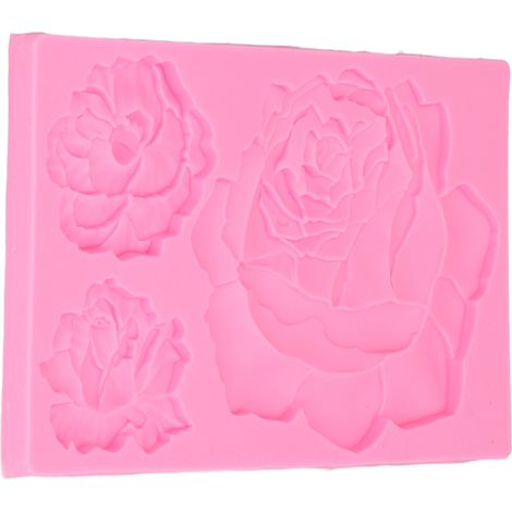 Moule à chocolat en silicone alimentaire, facile à démouler, formes variées de fleurs, moule à gâteau en résine pour desserts faits maison 50-2303 Rose (1/5)