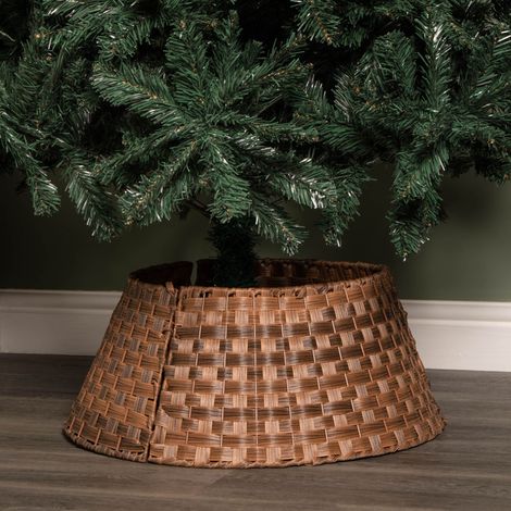40/58cm Samuel Alexander Medium KD Plastic Wicker Rattan Woven Christmas Tree Skirt in Brown (1/5)
