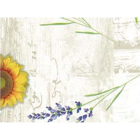 Tovagliato felpato pesante beige girasoli e lavanda 140h - rotolo 20 mt