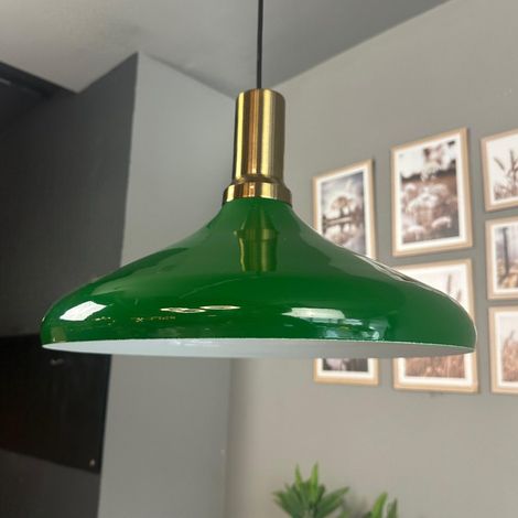 Champion Suspension Luminaire Vintage, Lustre Salon de 35 cm, Lustre Cuisine en Métal, Lampe E27 Vintage pour Chambre, Suspension Luminaire pour Salle à Manger, Couloir, Vert (1/5)
