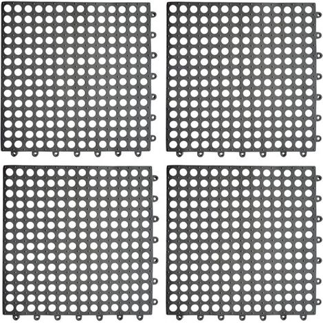 pièces - Dalles de drainage - Tapis de douche - Badmat - Tapis antidérapant - Sols en PVC - Tapis puzzle - 3030 cm - antidérapant - Pour oreilles Extérieur & Salle de bain - PVC - gris (1/5)