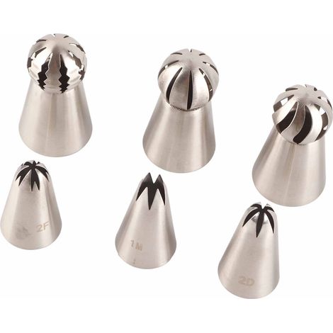 Set mit 6 Backtüllen aus Edelstahl zum Dekorieren von Kuchen, Cupcakes und mehr (1/5)