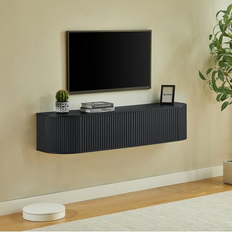 CHICFURN Mobile TV sospeso flottante 140 cm nero in truciolare e MDF (1/5)