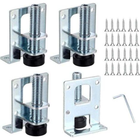 Lot de 4 pieds de nivellement réglables pour meubles en forme de L, supports de montage de meubles, pieds de table de nivellement de meubles en métal pour établi, armoire, armoire, 5,1 cm. (1/4)