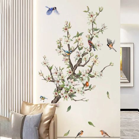 Autocollant Branches de fleurs Autocollants Muraux Oiseaux Autocollants Art Autocollants Muraux