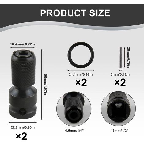 Adattatori esagonali da 1/2" a 1/4" per chiavi a cricchetto, portainserti, cacciaviti e utensili elettrici - ALTRO (1/3)