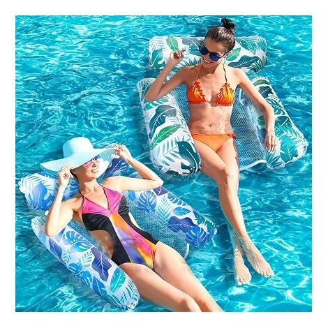 Bouee Piscine, 2 Pièces Matelas Piscine, 4 in 1 Bouee Piscine Adulte, Matelas Gonflable Piscine, Hamac Gonflable Transat Piscine, Bouée Piscine, Bouée Piscine Adulte, Accessoire Piscine (1/5)