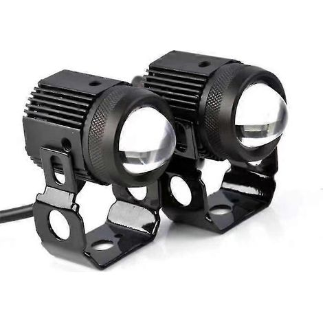 Phares de route LED pour moto, feux antibrouillard LED blancs et ambrés 60 W avec modes d'éclairage, compatibilité universelle (1 jeu, noir) (1/5)
