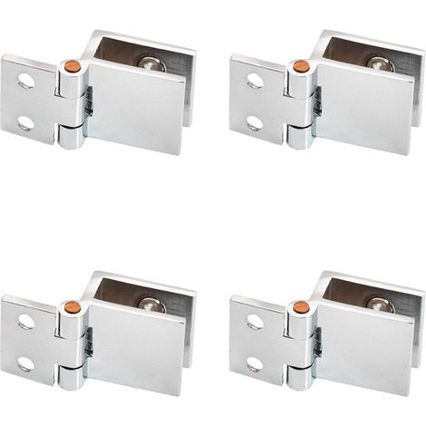 Set mit 4 Scharnieren für Glastüren, Klemmscharniere, Clips für Glastüren, geeignet für Schaufenster, zum Öffnen und Schließen von Glas.