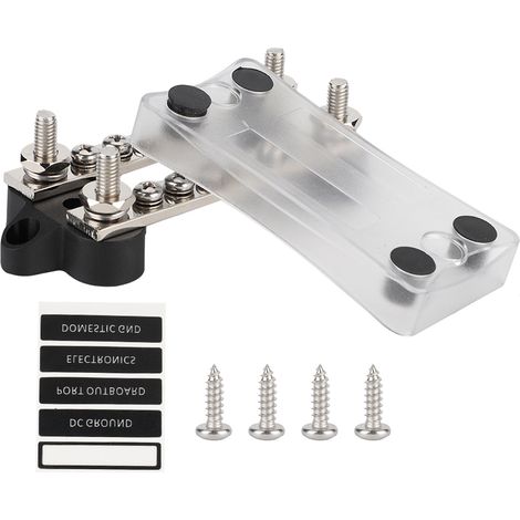 Barre de distribution 16 voies 100A avec 4 bornes, bloc de distribution électrique pour voiture bateau marin avec couvercle (1/5)