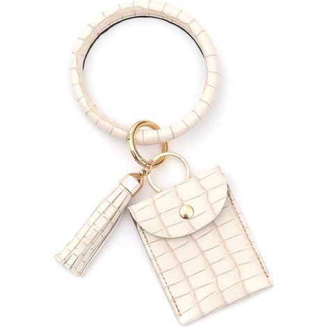 Porte-clés grand cercle avec portefeuille (blanc),