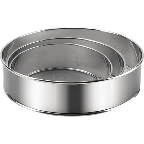 Set mit 3 feinmaschigen Sieben inklusive Bürste, rundes Edelstahl-Backsieb, 20 cm Mehlsieb, 60-Mesh-Sieb, 60-Mesh-Sieb, 15 cm Sieb, 40-Mesh-Sieb, 10 cm Sieb (1/5)