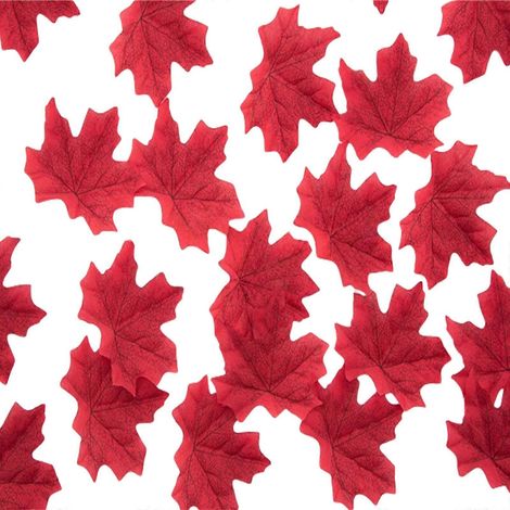 50 feuilles d'érable artificielles de 8 cm de long avec nervures détaillées, multicolores, idéales pour les décors de mariage et les activités manuelles. (1/4)