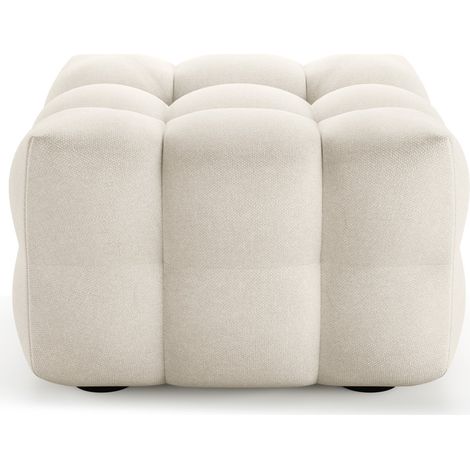 Pouf capitonné en tissu bouclé beige - Cester (1/5)