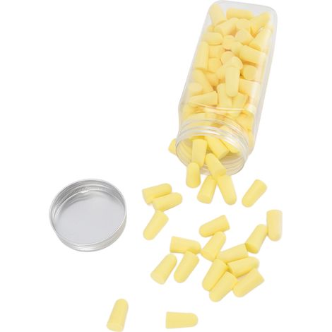 Packung mit 120 stoßdämpfenden, geräuschdämpfenden und schalldichten Schaumstoff-Ohrstöpseln mit langsam zurückfederndem Memory-Schaum für den Schlaf, gelb (1/5)