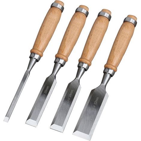 Ciseaux industriels 8 mm + 20 mm + 24 mm + 32 mm / Manche en bois (Jeu de 4 pièces)