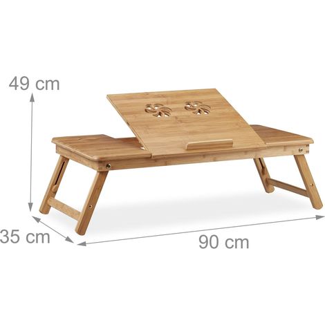 Tavolo per computer portatile ergonomico inclinabile 80 x 40 x 5 cm in bambù naturale 130003749