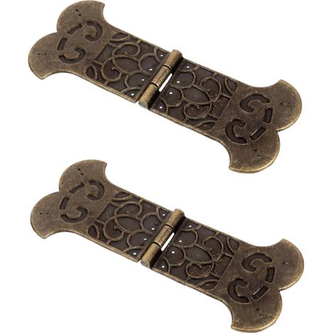 bisagras decorativas y resistentes de estilo vintage, bisagra pequeña para joyero de madera, diseño de estampado antiguo, 16,7 x 6,9 cm, bronce. (1/5)