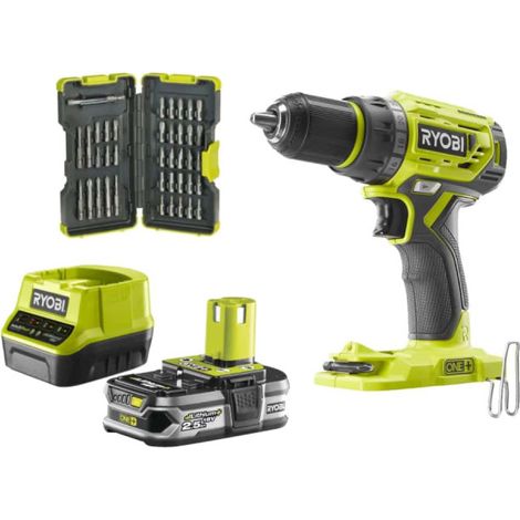 Pack RYOBI Perceuse Visseuse 18V Brushless R18DD7-0 - 1 Batterie 2,5 Ah 1 Chargeur rapide - Coffret antichocs 40 embouts de vissage - Porte-embouts (1/4)