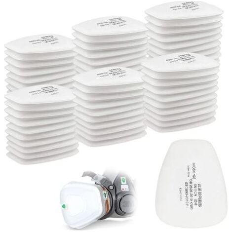 Paquete de 60 filtros de algodón 3M, filtro para mascarilla facial completa, filtro insertable 5n11 CN, filtro de algodón para filtros 6000, 6200, 6800, 7501, 7502, FF402 (blanco) (1/5)