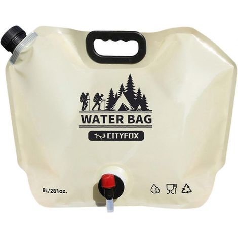 Bidon d'eau pliable de 8 L avec réservoir d'eau épais et robinet rotatif, idéal pour le camping, la randonnée et les voyages.-AquaForge (1/5)