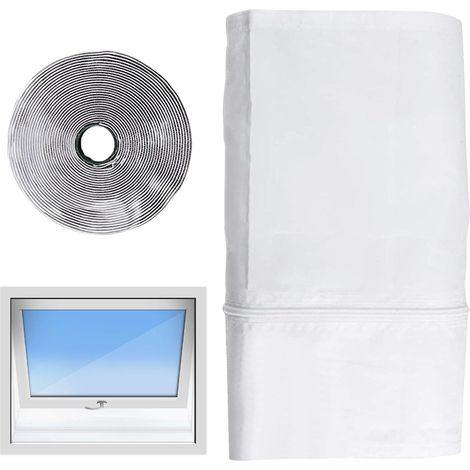 Kit d'Étanchéité Fenêtre pour Climatiseur Mobile Joint D'Étanchéité Avec Fermeture Éclair Et Fermeture Adhésive - Arrêt Des Échanges D'Air Et Scellement Isolant Pour Dortoir Appartement (1/5)