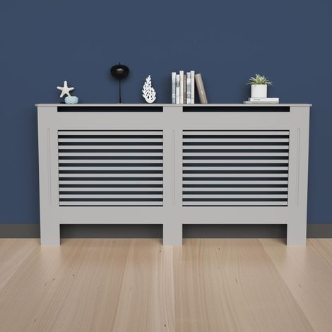 Extra Tall 92cm Radiator Cover MDF Modern Cabinet Slatted Grill Grey, Large 172 x 19 x 92.2 cm