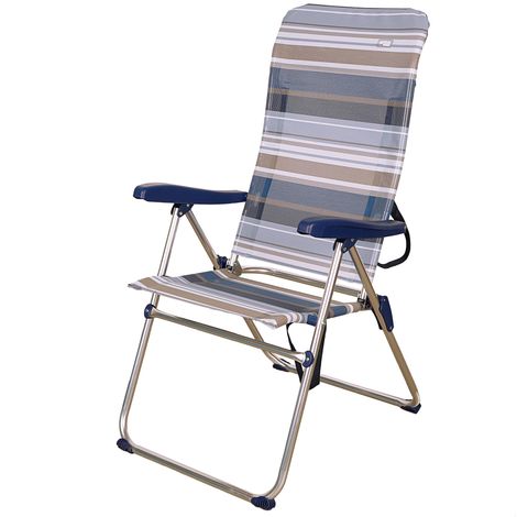 Sedia alta da spiaggia, sedia da esterno, sedia con schienale reclinabile, 47x66x108 cm, altezza seduta 42 cm, maniglia per il trasporto, piedini antiscivolo, Aktive Spiaggia, (1/5)