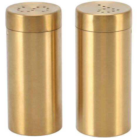 Pot à épices doré en acier inoxydable, 2 pièces, vis antirouille, bouteille d'assaisonnement à dessus ouvert pour sel, sucre, poivre, paprika (1/5)