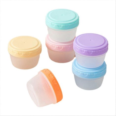 Set mit 6 kleinen Salatdressing-Behältern mit Deckel, graduiert, wiederverwendbar und auslaufsicher. (1/5)